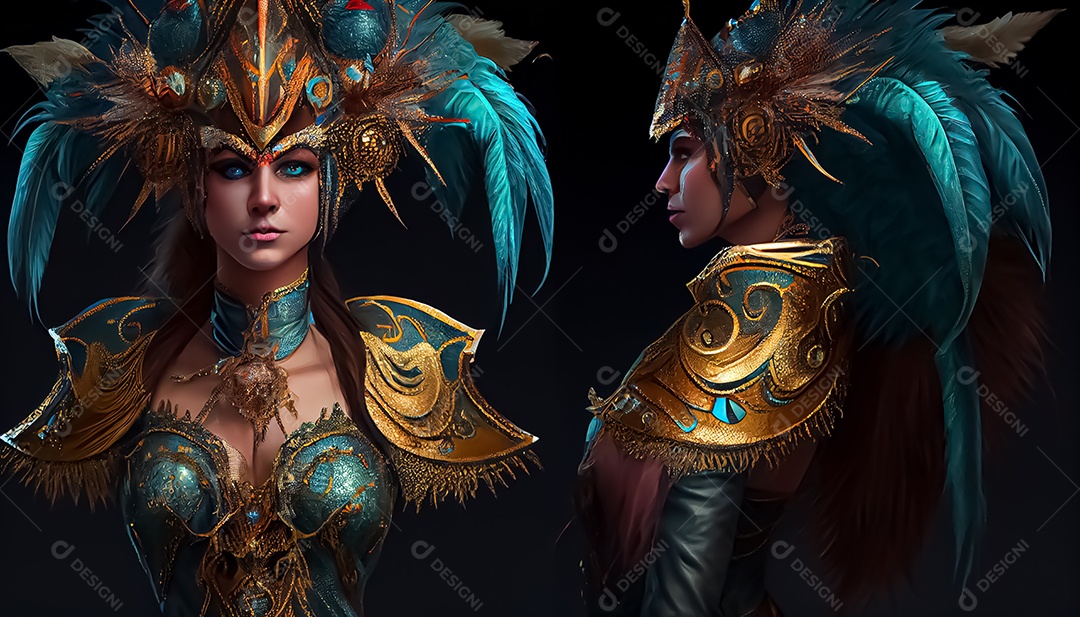 Traje de carnaval, renderização realista de desenhos animados