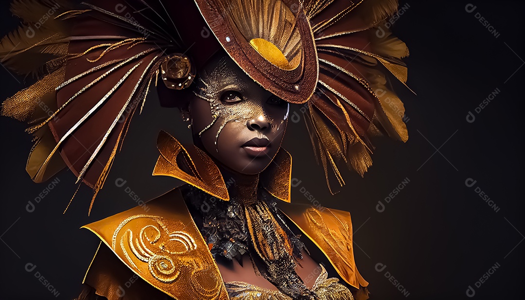 Traje de carnaval, renderização realista de desenhos animados