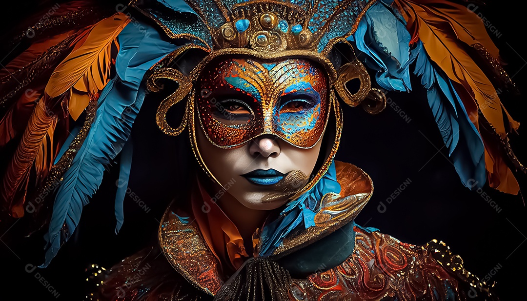 Traje de carnaval, renderização realista de desenhos animados