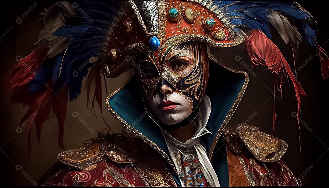 Traje de carnaval, renderização realista de desenhos animados