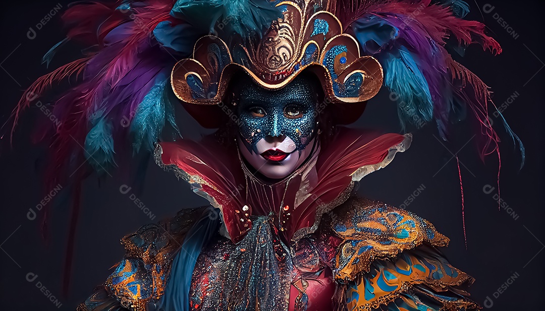 Traje de carnaval, renderização realista de desenhos animados