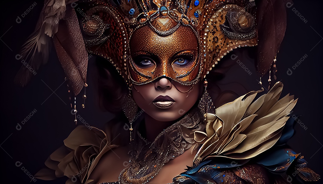 Traje de carnaval, renderização realista de desenhos animados