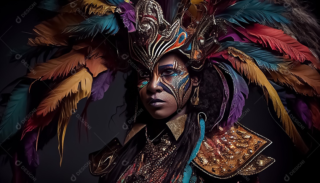 Traje de carnaval, renderização realista de desenhos animados, AI Gennarate