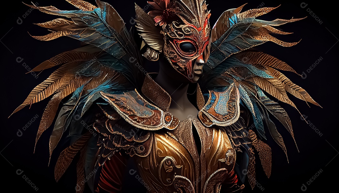 Traje de carnaval, renderização realista de desenhos animados