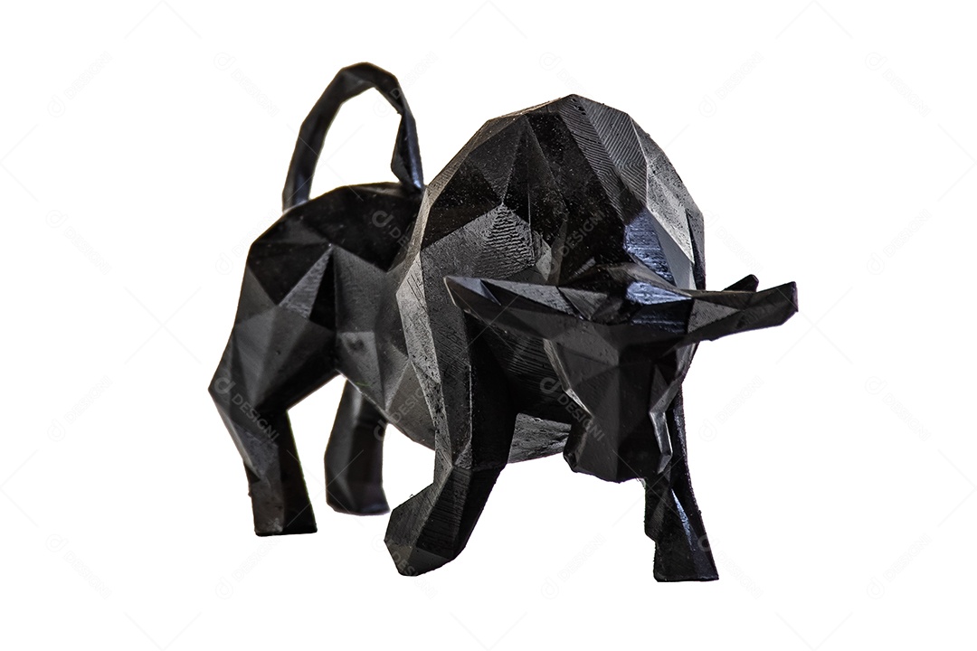 Touro preto sobre fundo branco