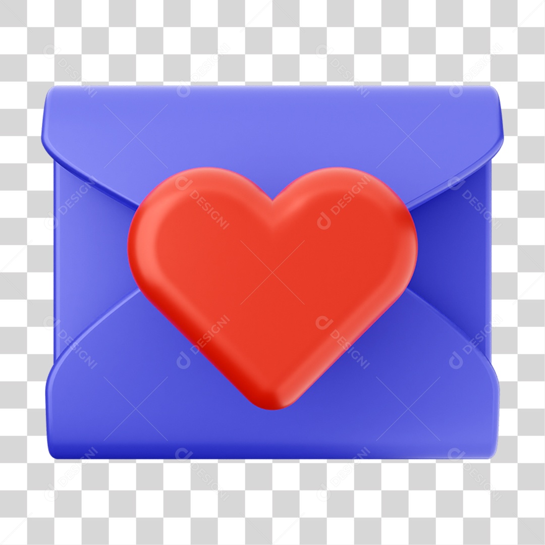 Elemento 3D Carta Dia dos Namorados PNG Transparente