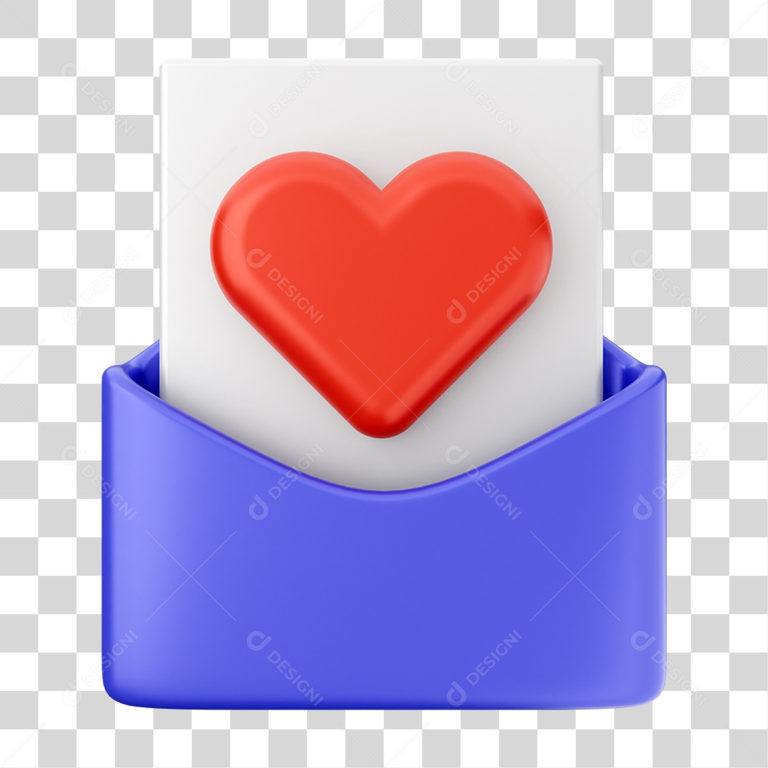 Elemento 3D Carta de Dia dos Namorados PNG Transparente