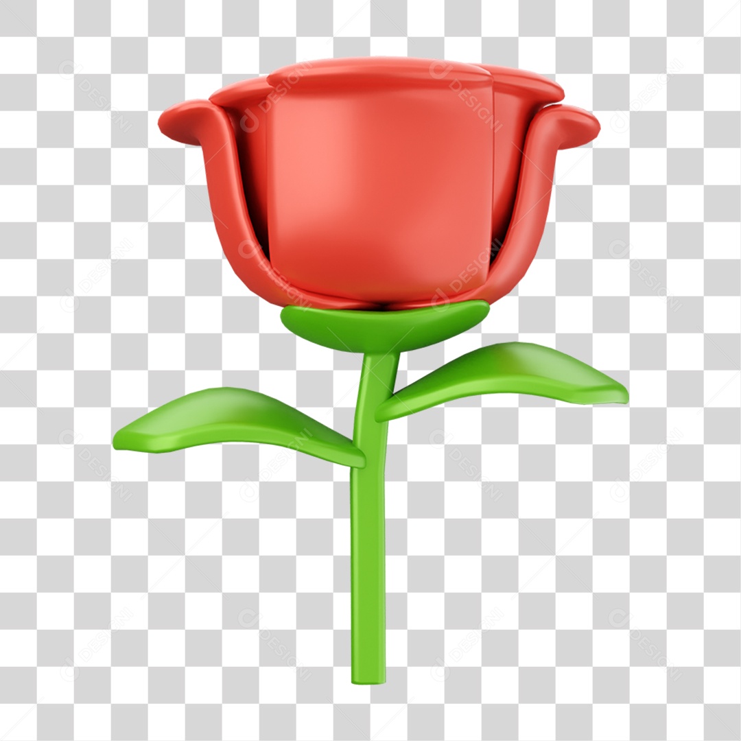 Elemento 3D Flores Dia dos Namorados PNG Transparente