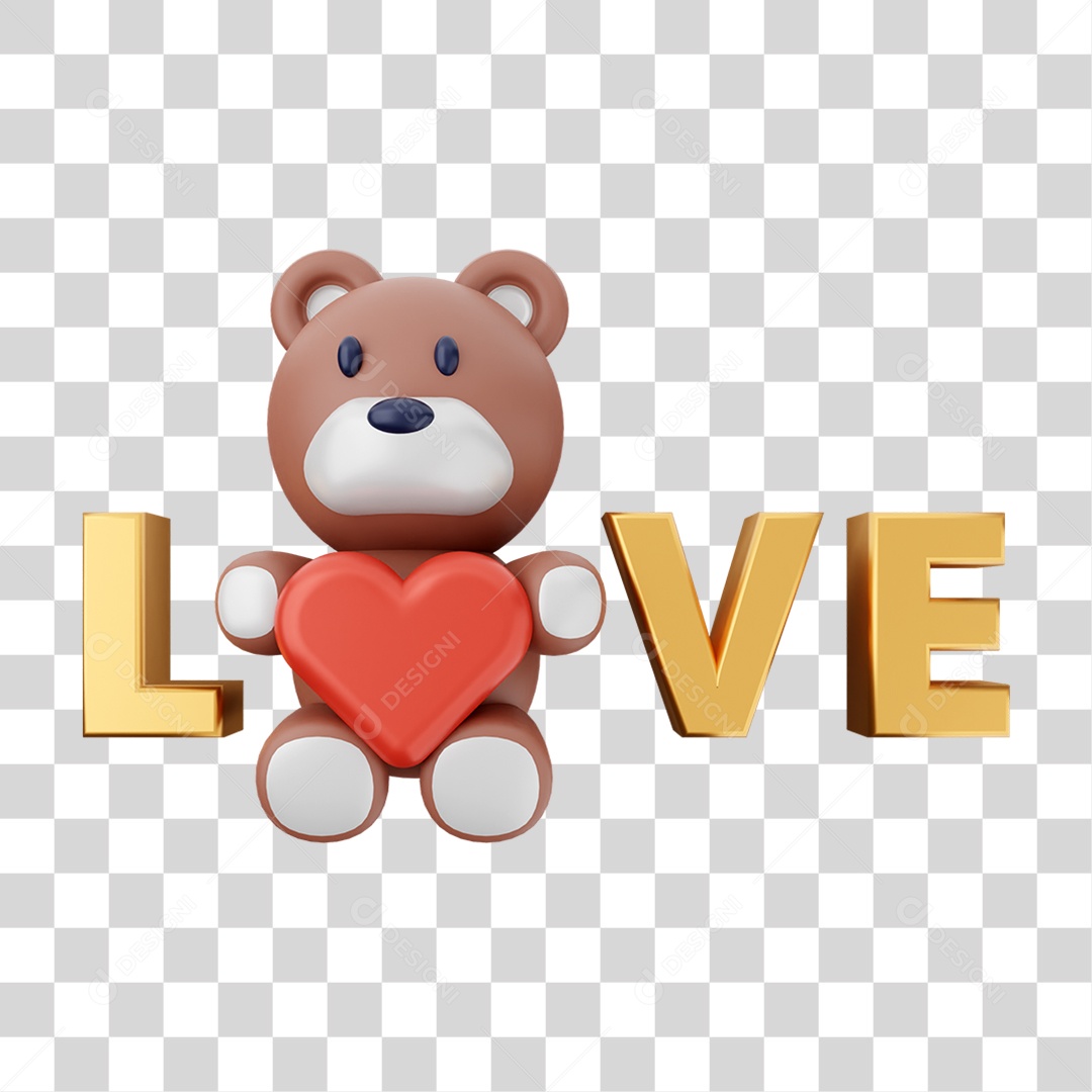 Selo 3D Love Dia dos Namorados PNG Transparente