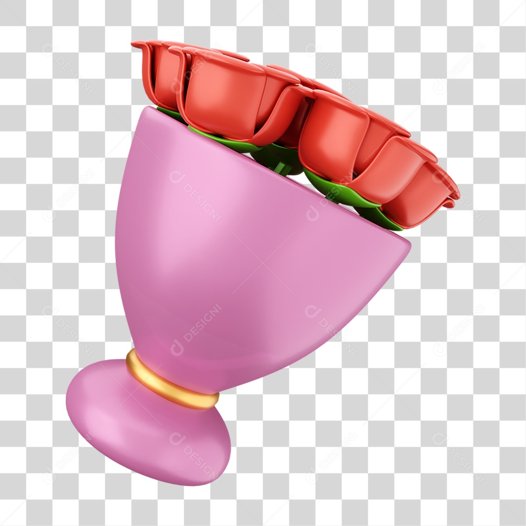 Elemento 3D Flores Dia dos Namorados PNG Transparente