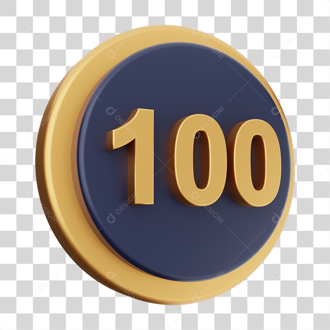 Elemento 3D Número 100 PNG Transparente