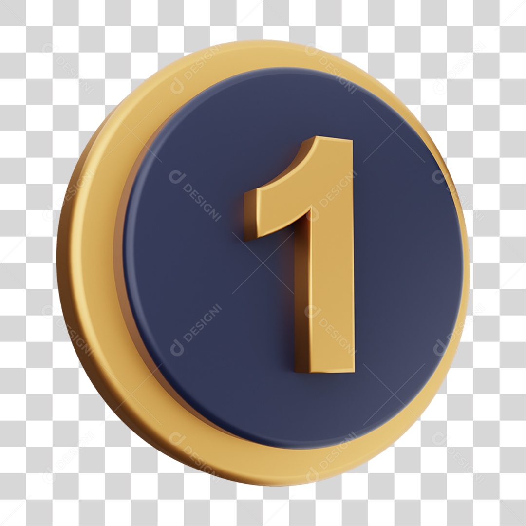 3D Element Number 1 PNG Transparent