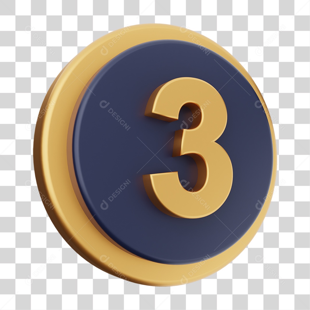 Elemento 3D Número 3 PNG Transparente