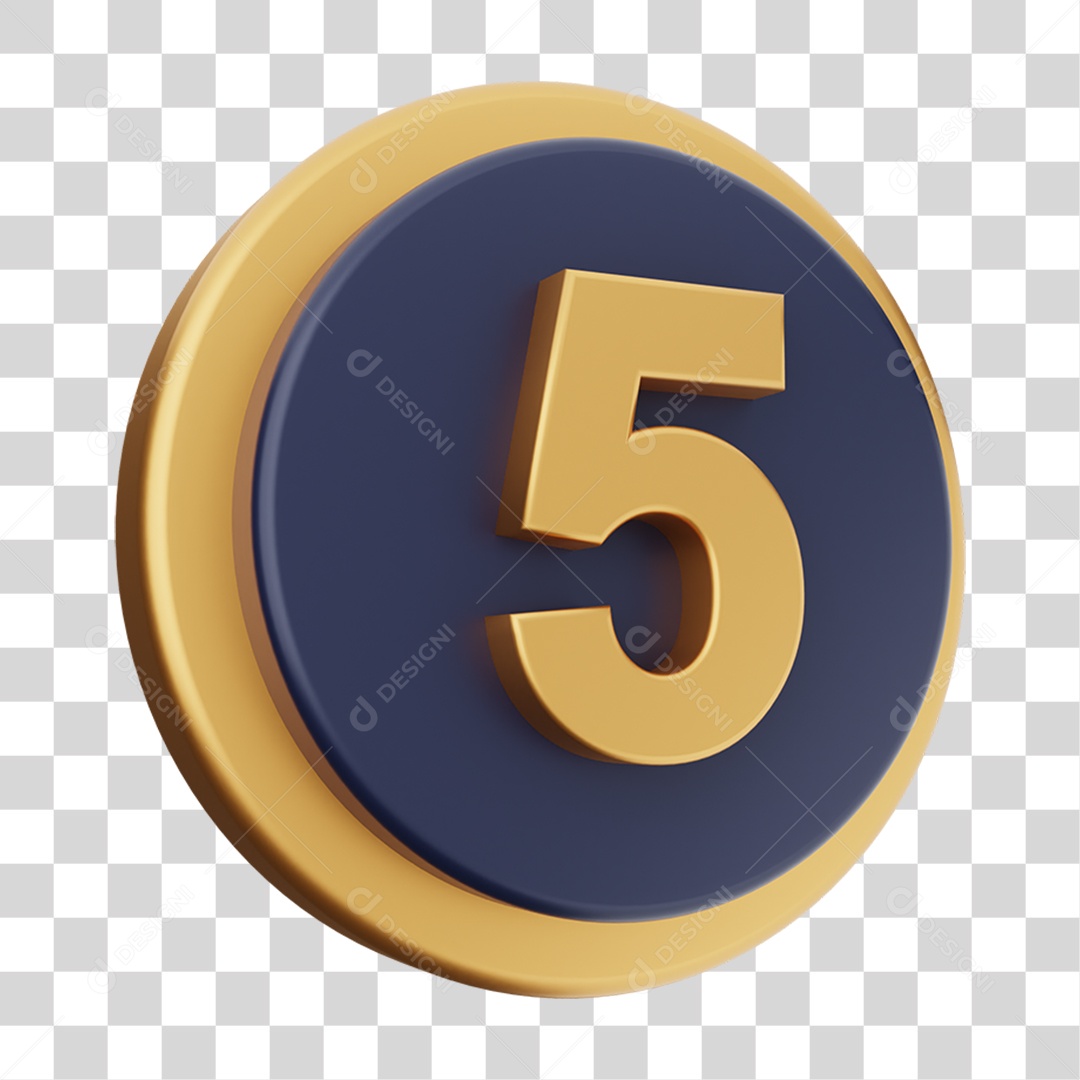 Elemento 3D Número 5 PNG Transparente