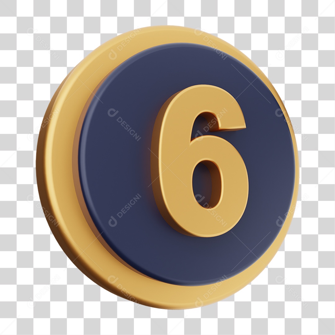 Elemento 3D Número 6 PNG Transparente