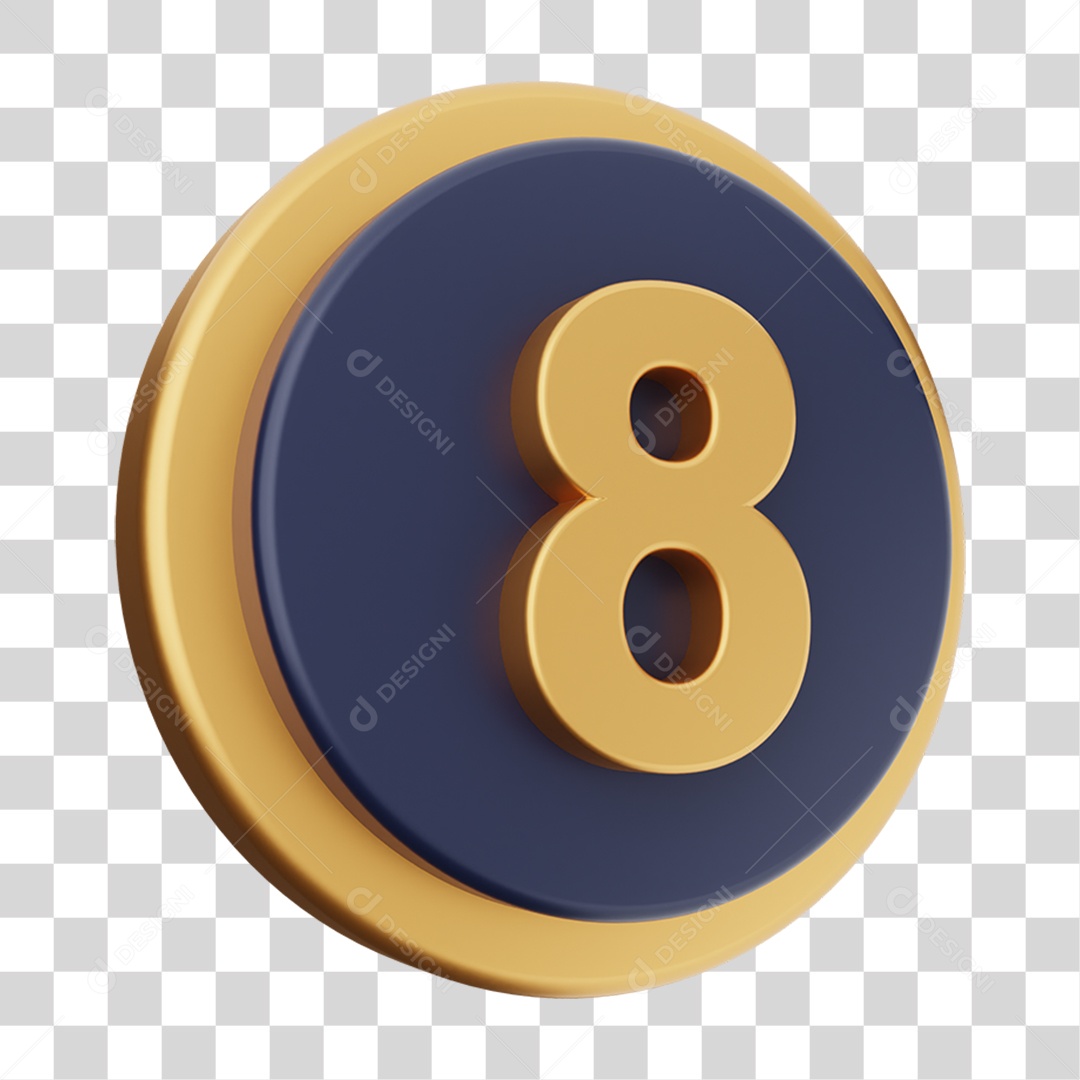 Elemento 3D Número 8 PNG Transparente