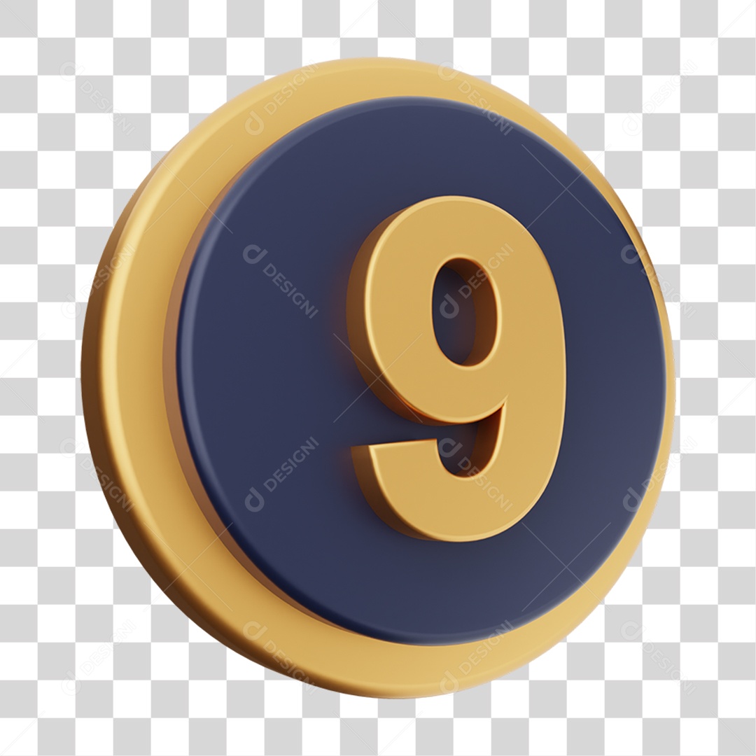 Elemento 3D Número 9 PNG Transparente