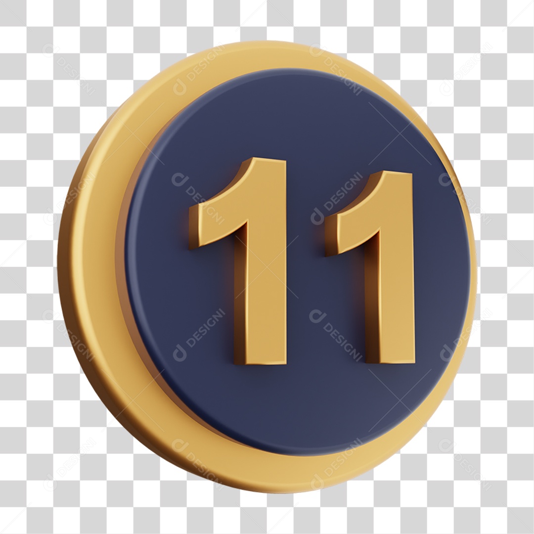 Elemento 3D Número 11 PNG Transparente