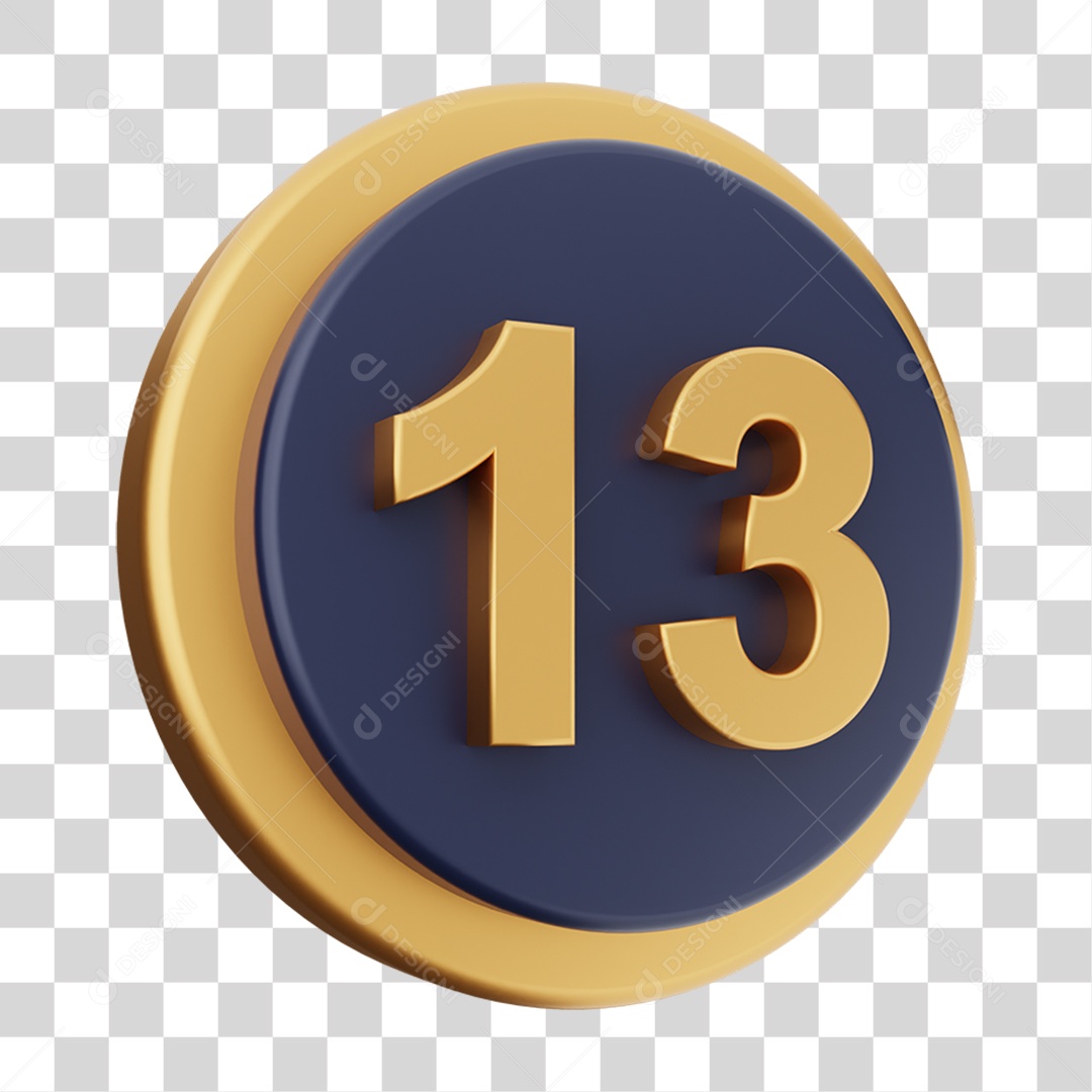 3D Element Number 13 PNG Transparent