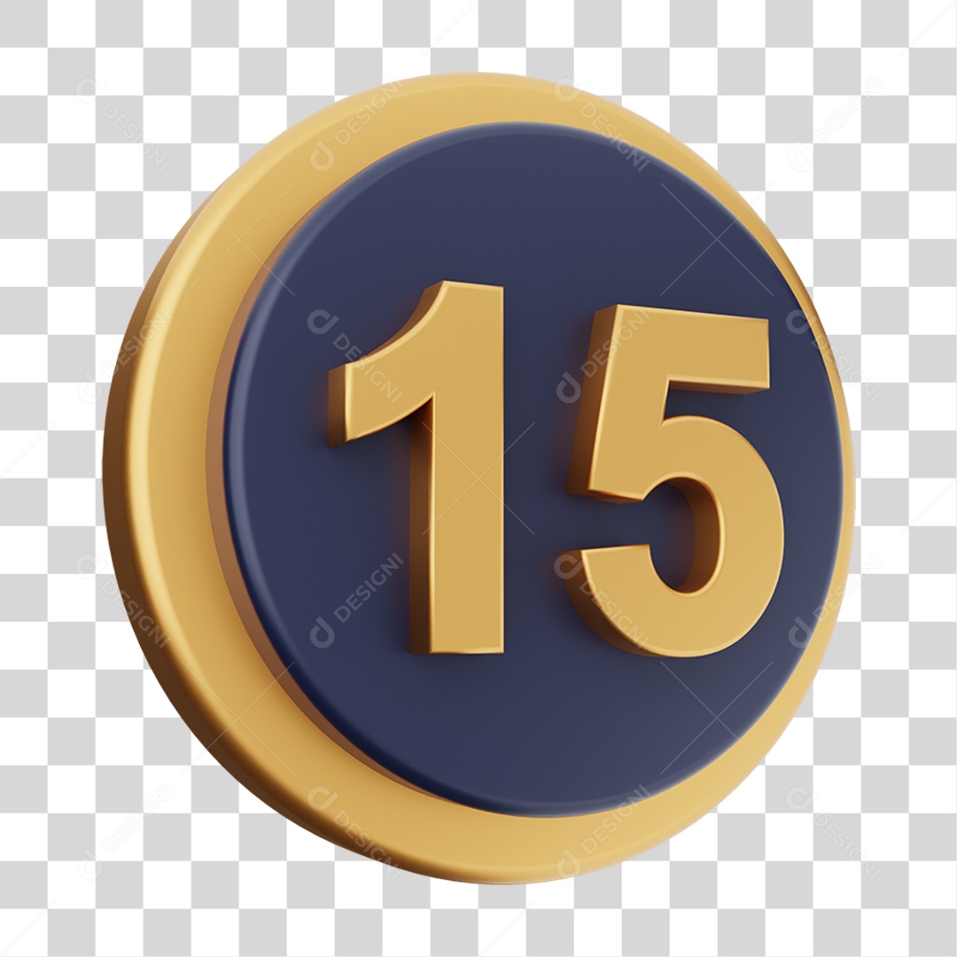 Elemento 3D Número 15 PNG Transparente