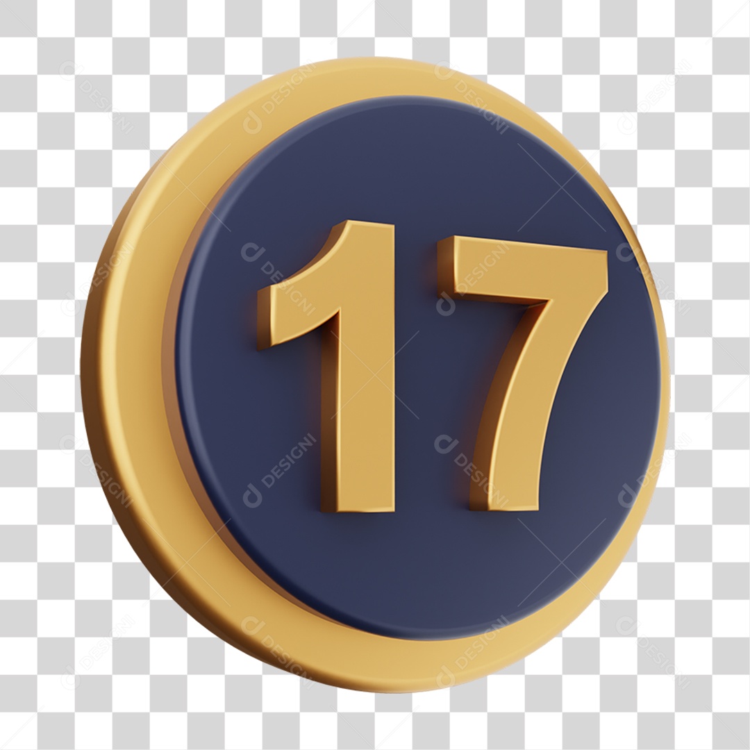Elemento 3D Número 17 PNG Transparente