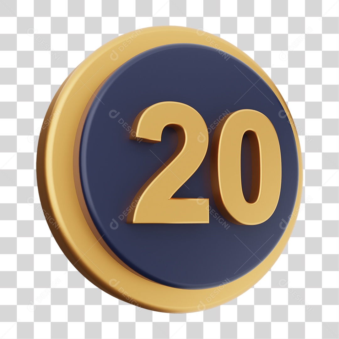 Elemento 3D Número 20 PNG Transparente