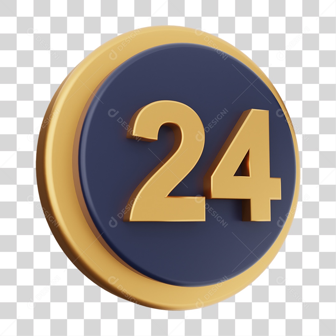 Elemento 3D Número 24 PNG Transparente