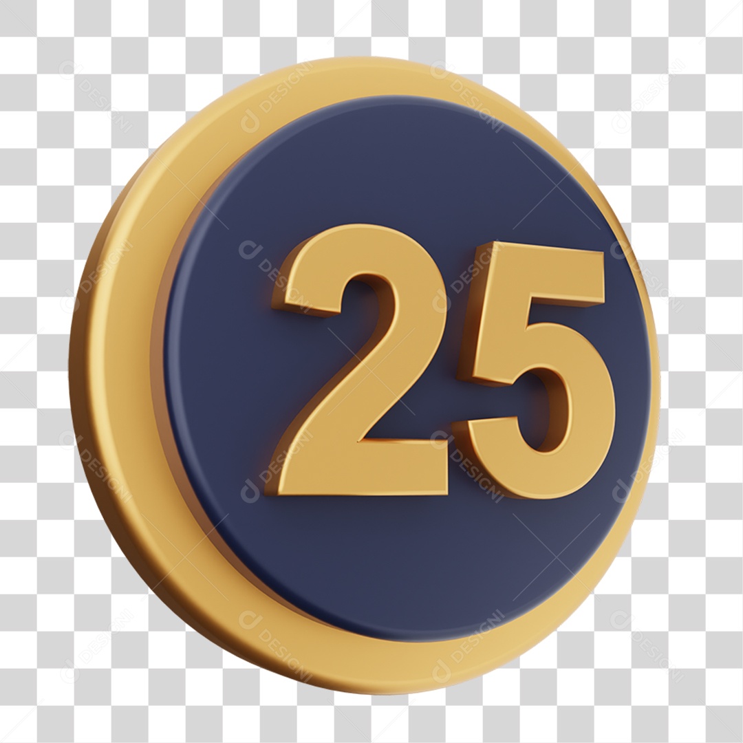 Elemento 3D Número 25 PNG Transparente