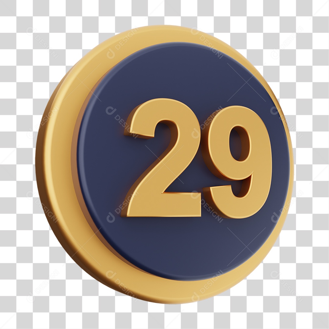 Elemento 3D Número 29 PNG Transparente