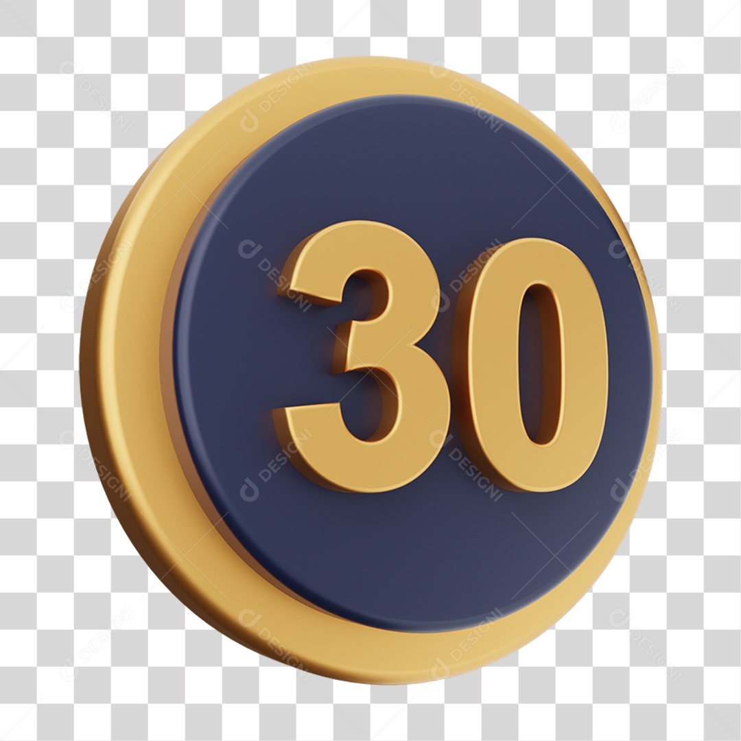 Elemento 3D Número 30 PNG Transparente