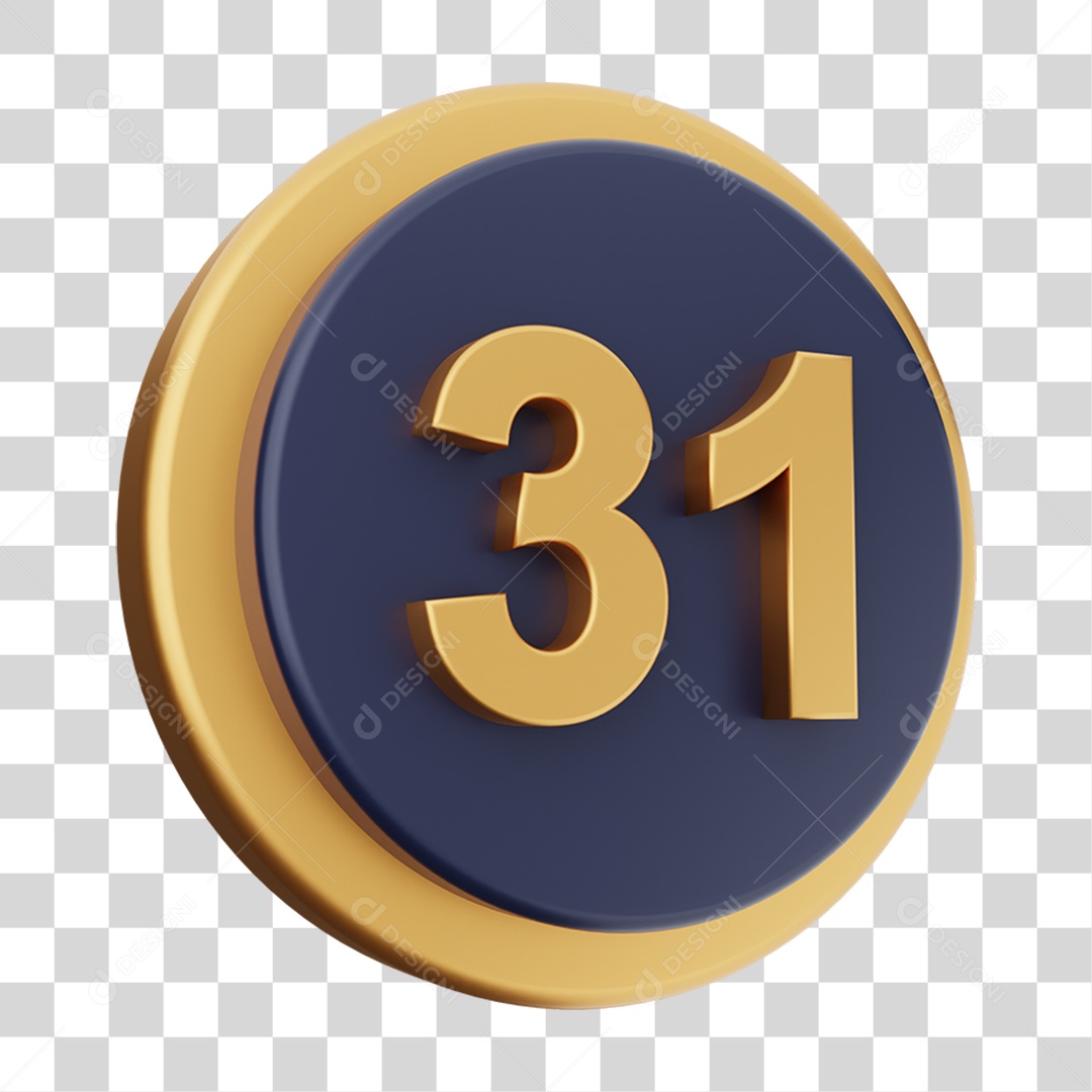 Elemento 3D Número 31 PNG Transparente