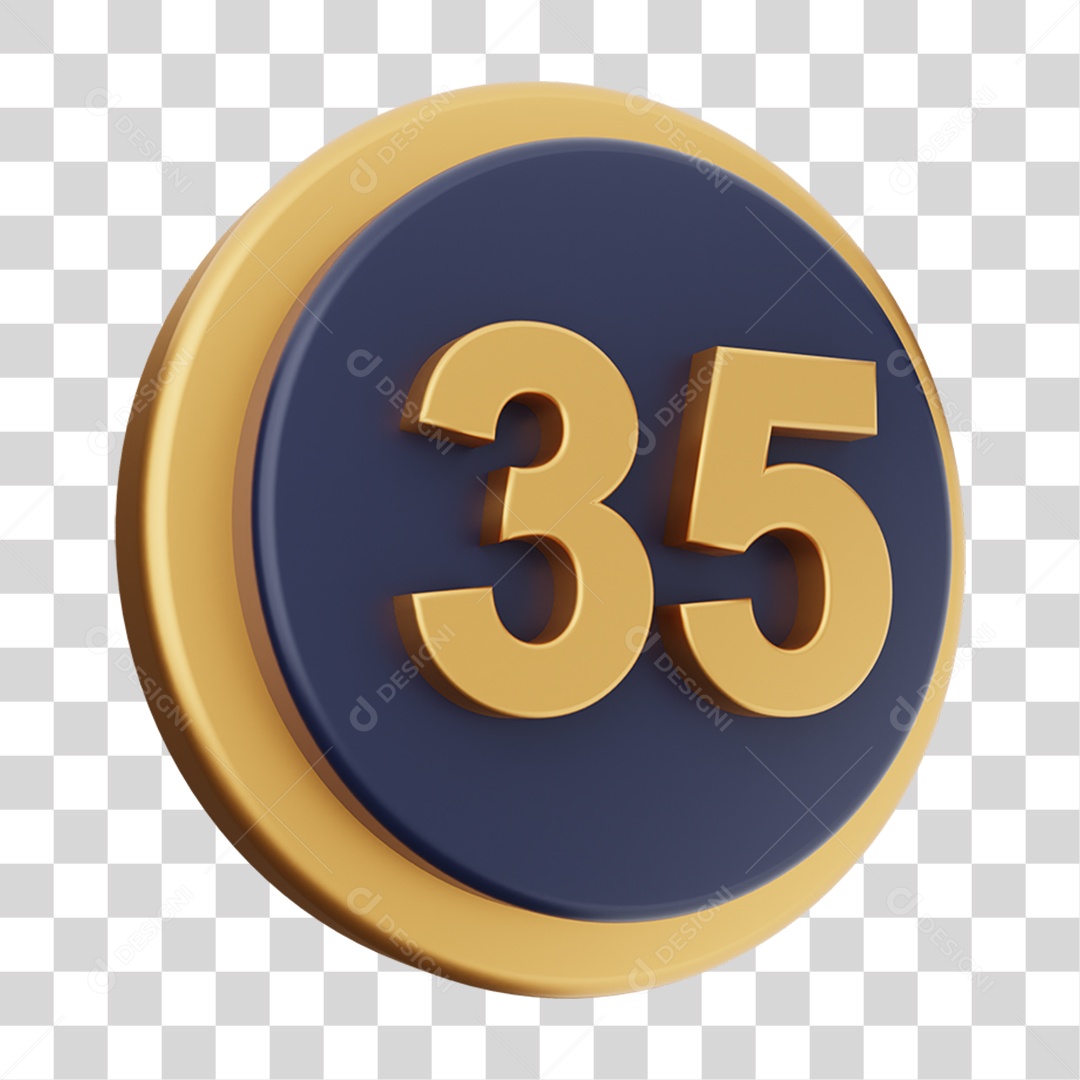Elemento 3D Número 35 PNG Transparente