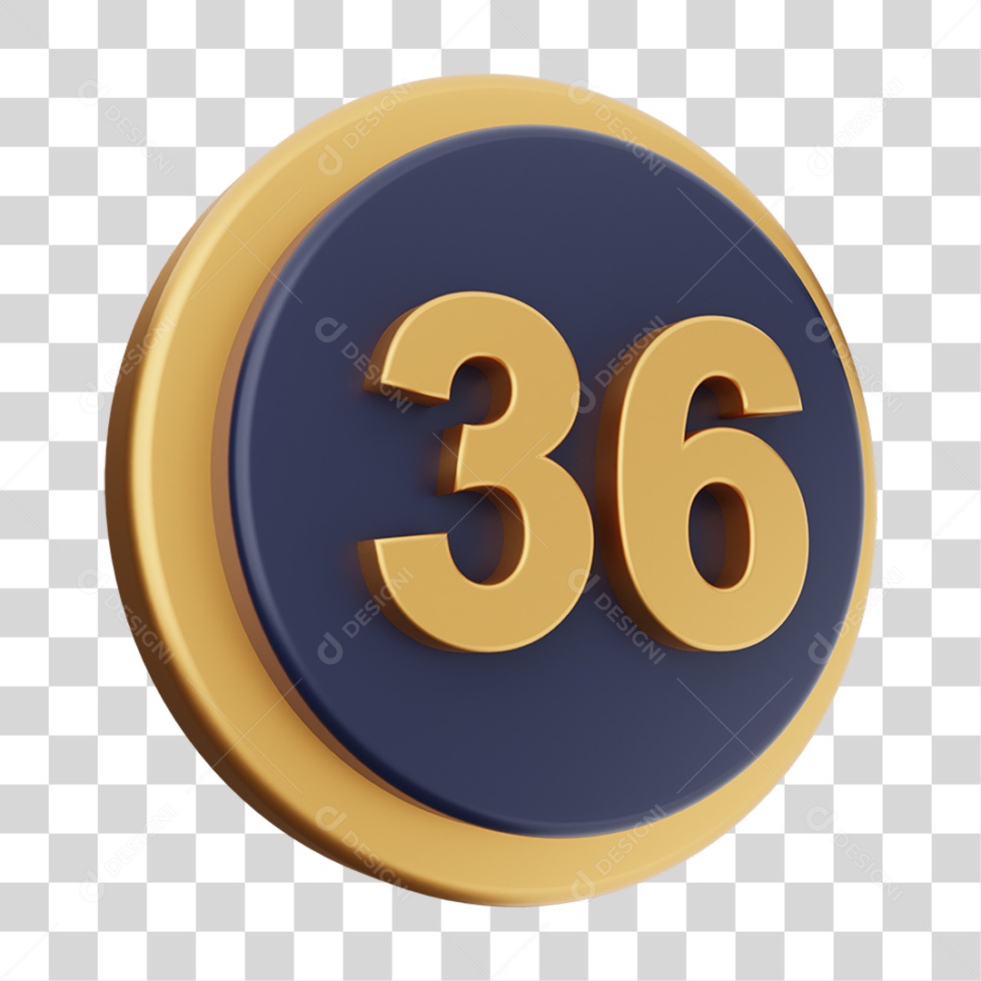 Elemento 3D Número 36 PNG Transparente