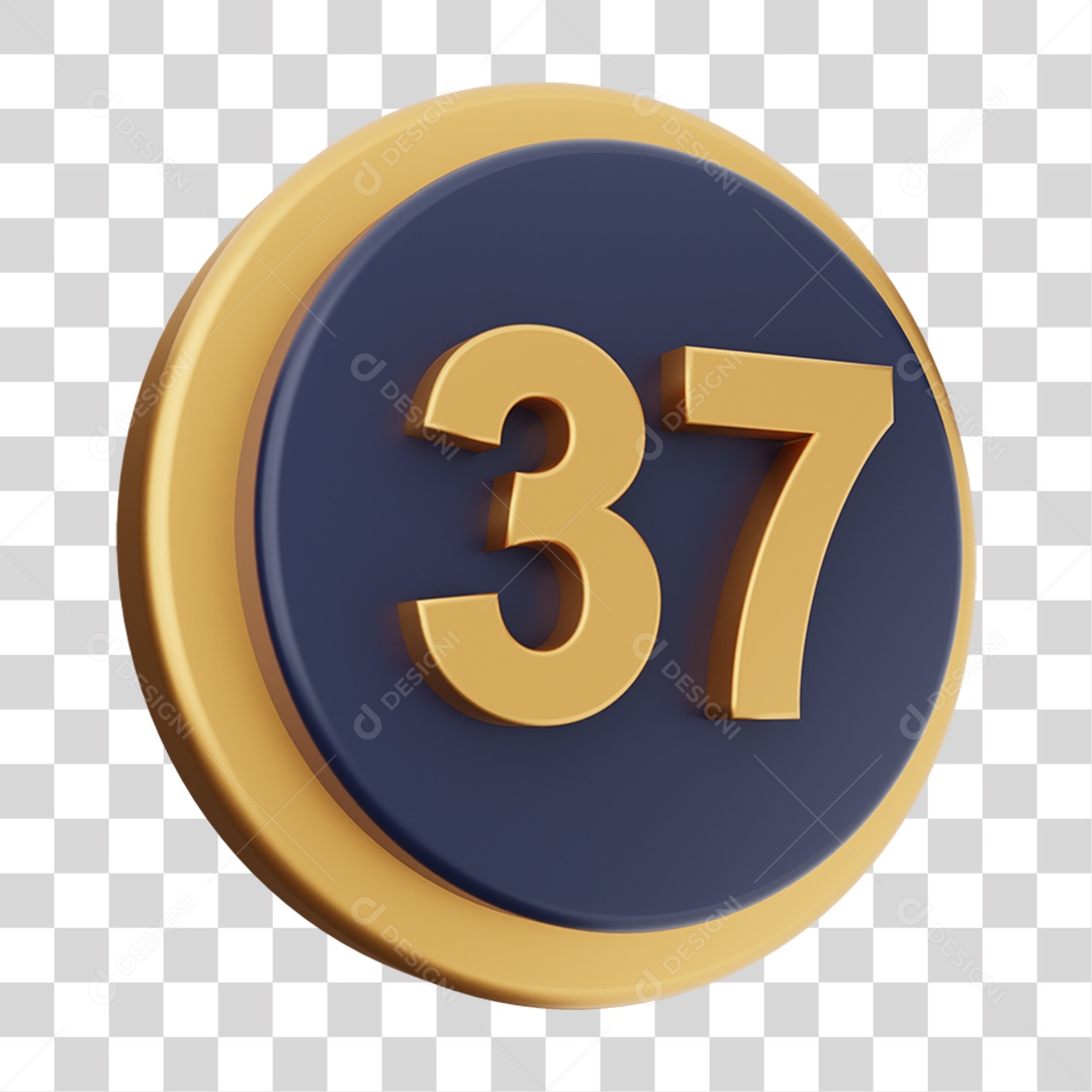 Elemento 3D Número 37 PNG Transparente