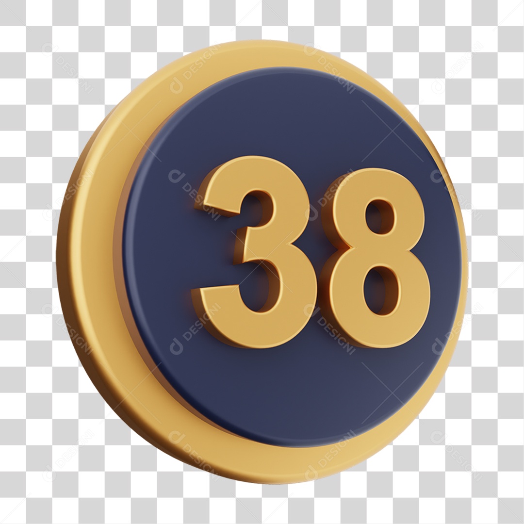 Elemento 3D Número 38 PNG Transparente