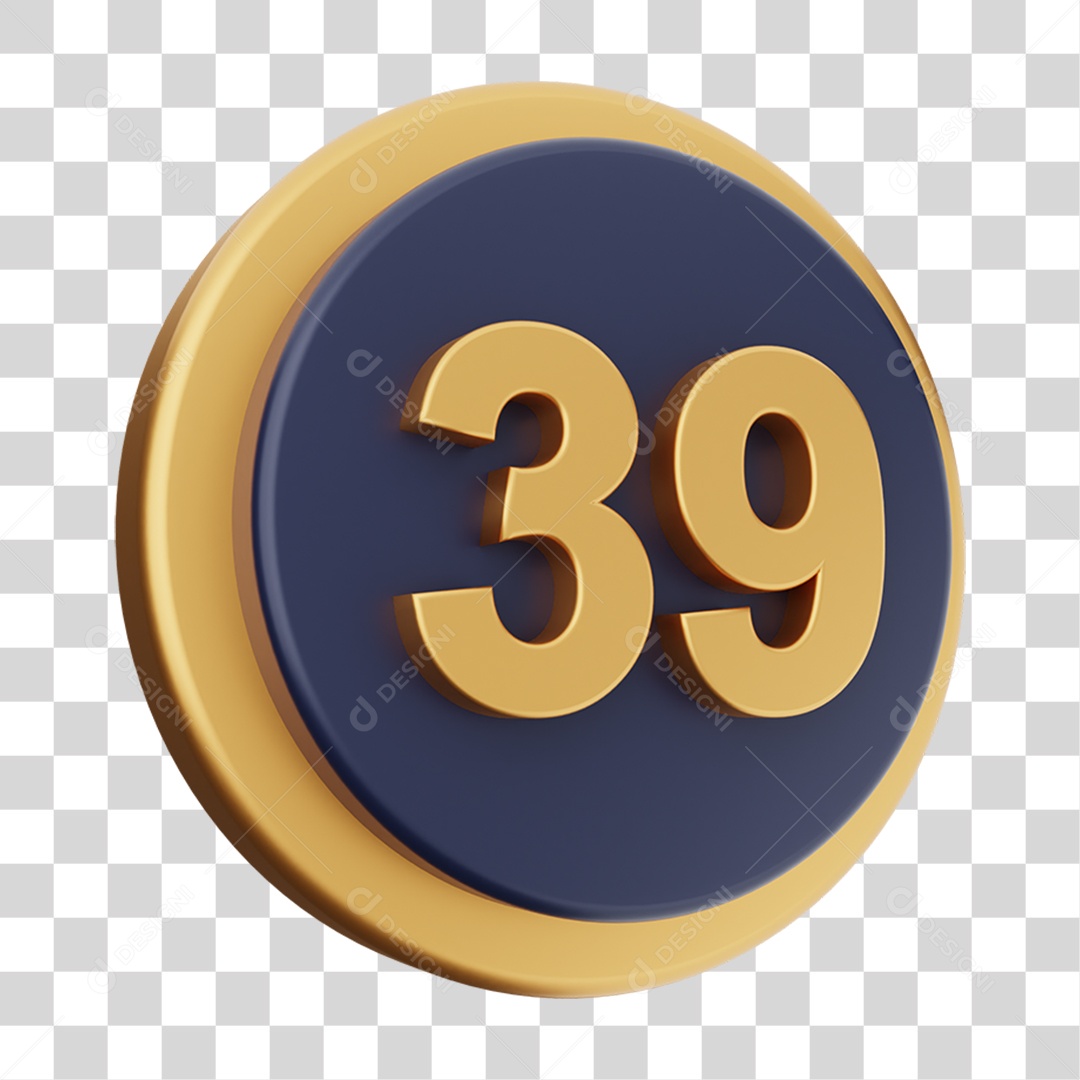 Elemento 3D Número 39 PNG Transparente