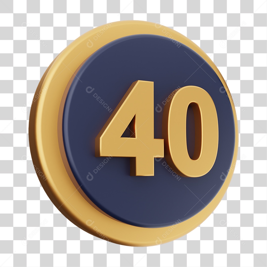 Elemento 3D Número 40 PNG Transparente