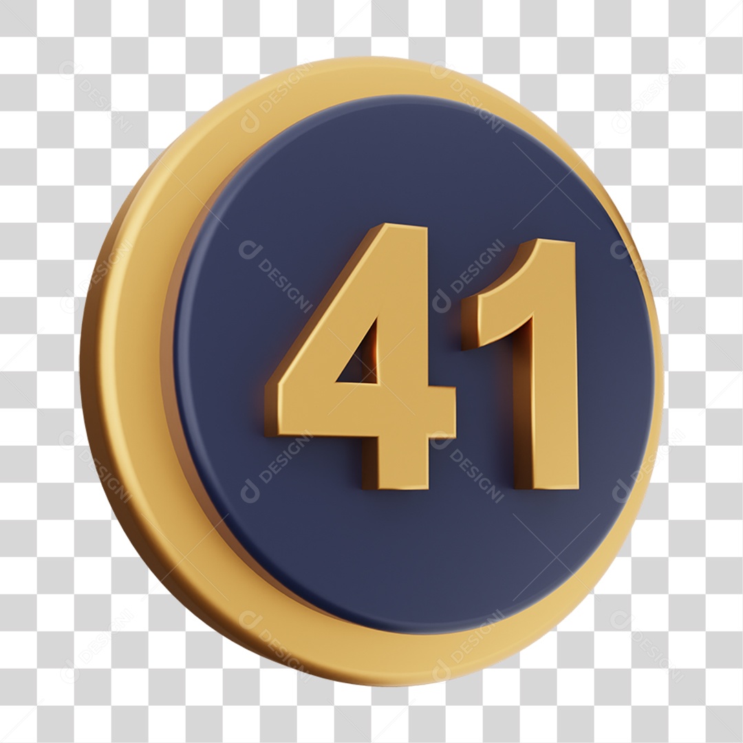 Elemento 3D Número 41 PNG Transparente