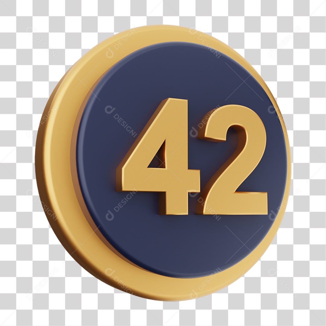Elemento 3D Número 42 PNG Transparente