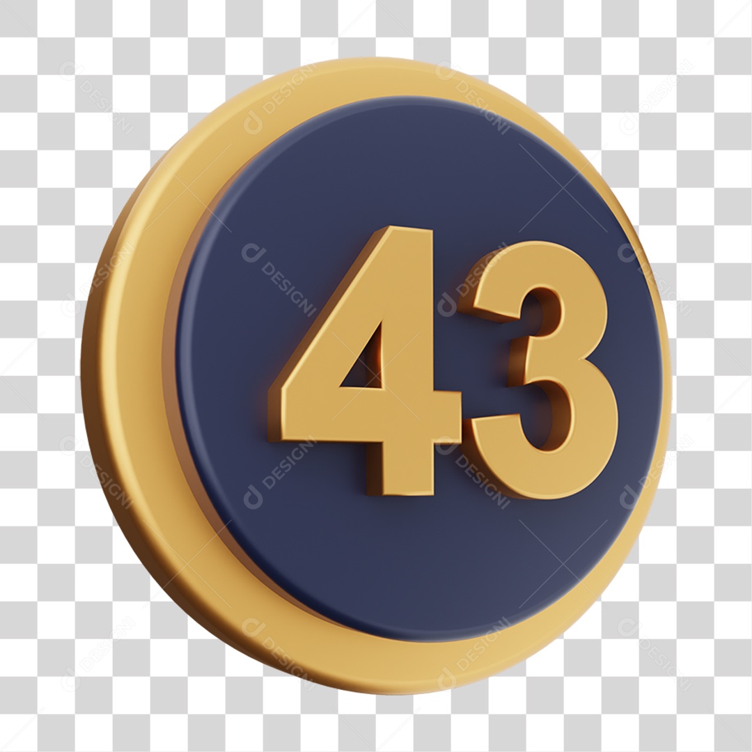 Elemento 3D Número 43 PNG Transparente