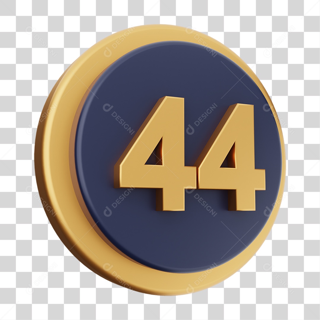 Elemento 3D Número 44 PNG Transparente