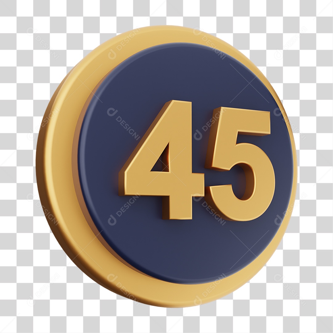 Elemento 3D Número 45 PNG Transparente