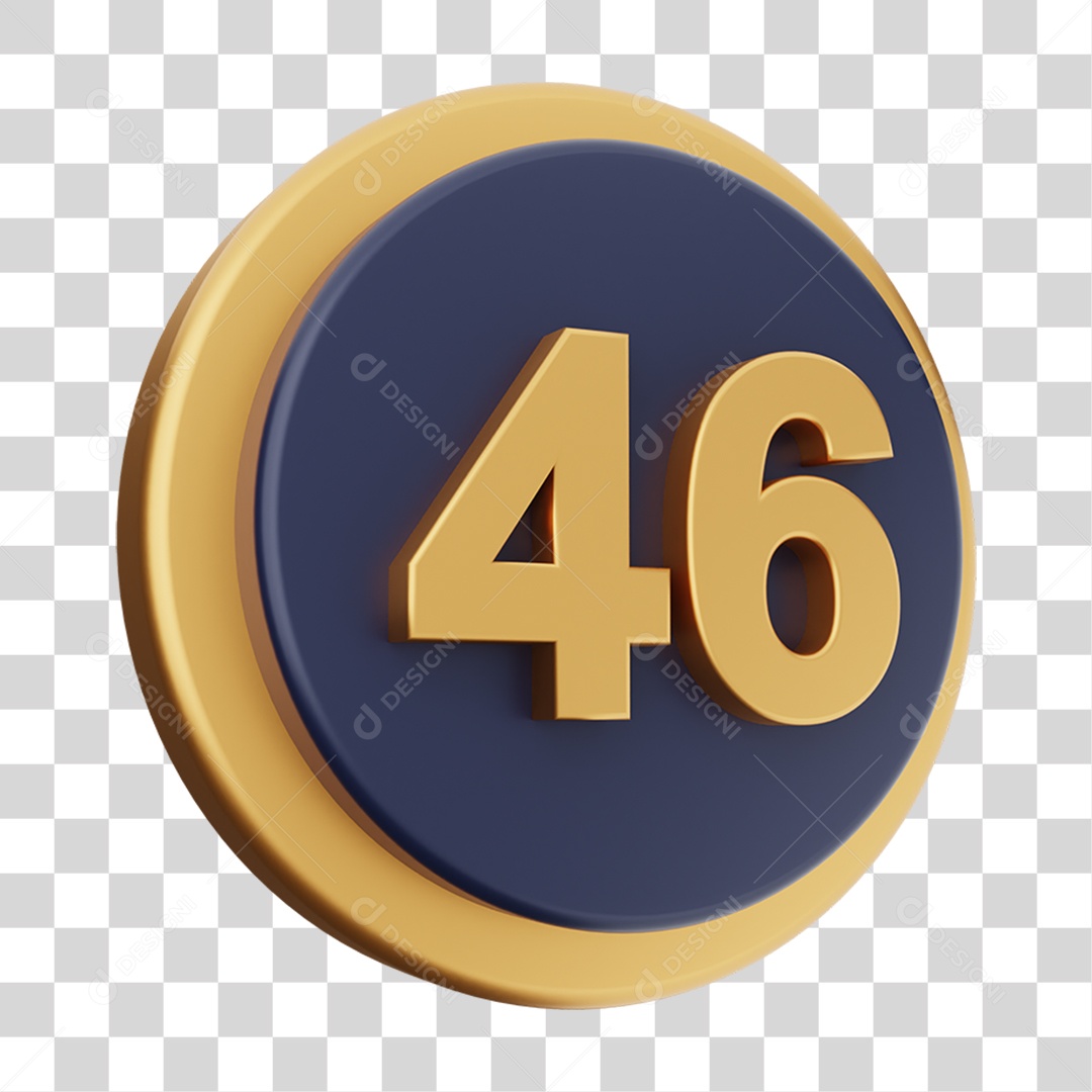 Elemento 3D Número 46 PNG Transparente