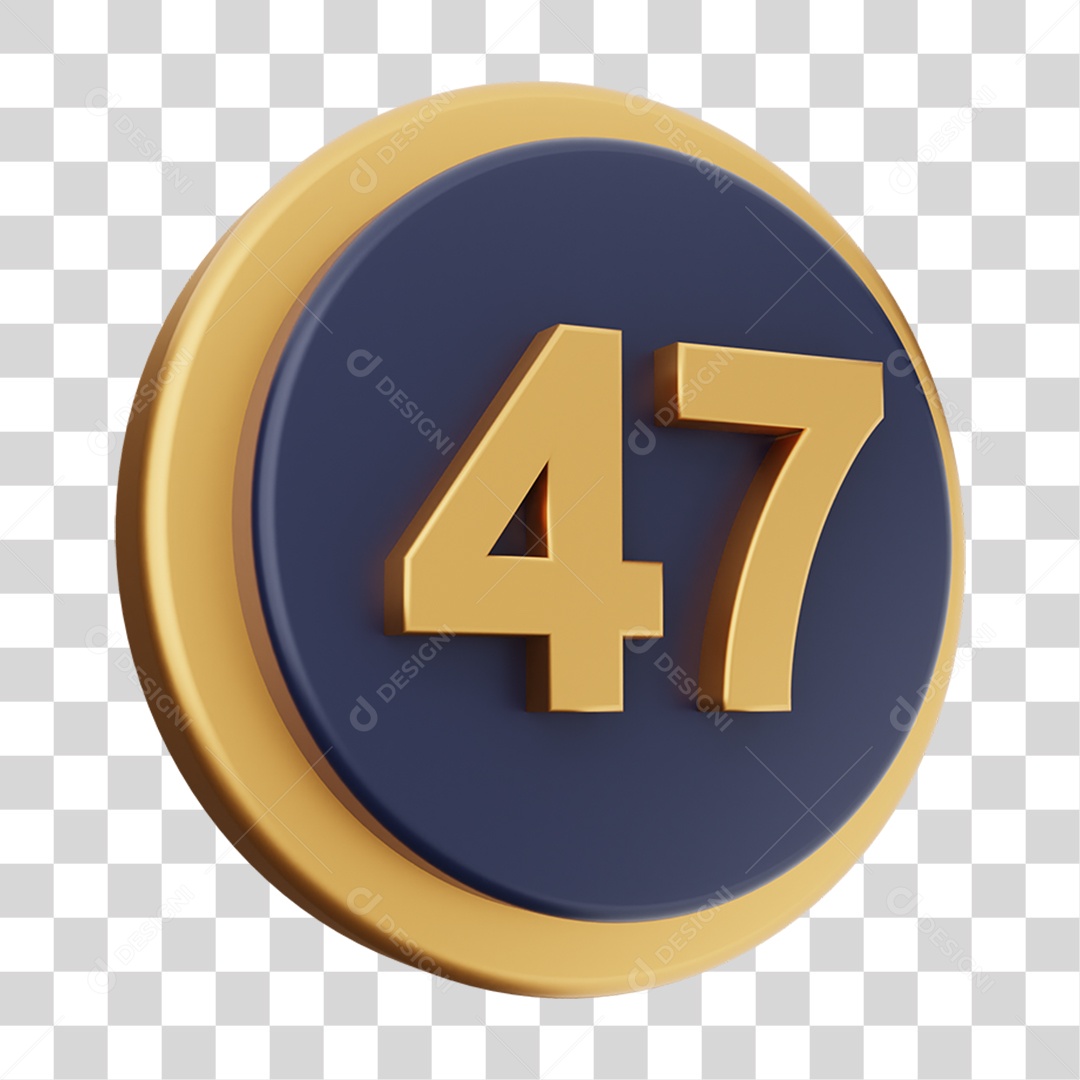 Elemento 3D Número 47 PNG Transparente