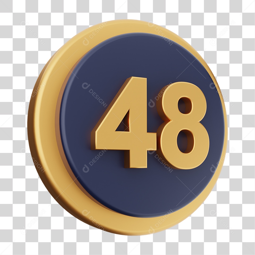 Elemento 3D Número 48 PNG Transparente