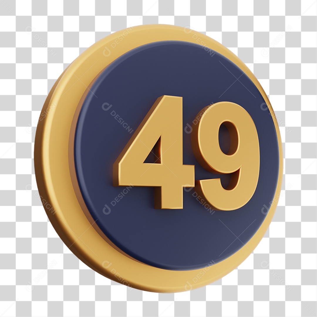 Elemento 3D Número 49 PNG Transparente