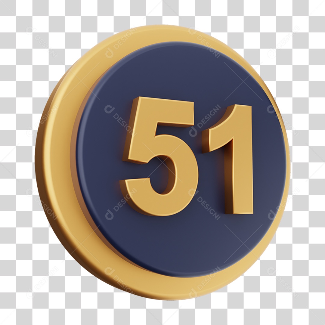 Elemento 3D Número 51 PNG Transparente