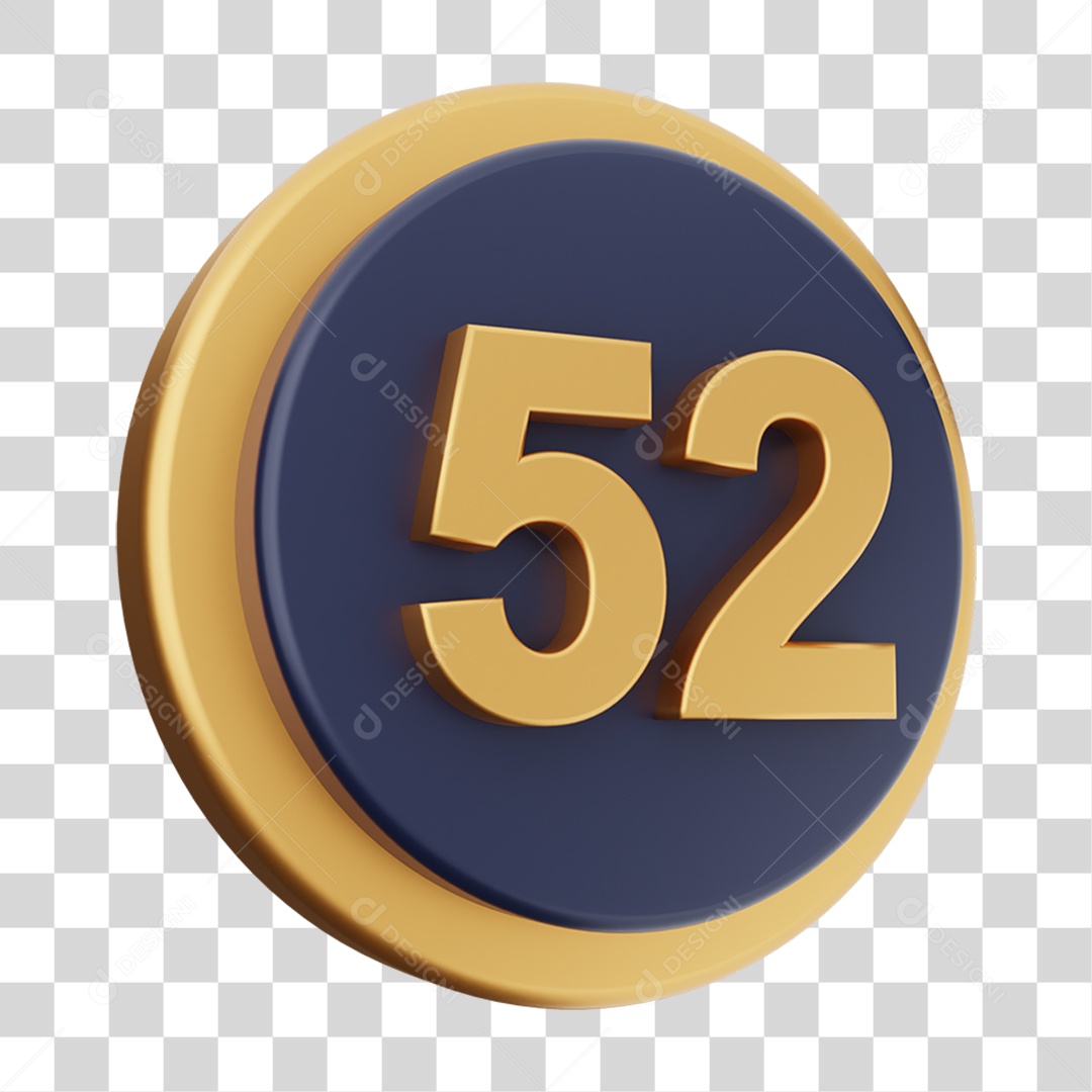 Elemento 3D Número 52 PNG Transparente
