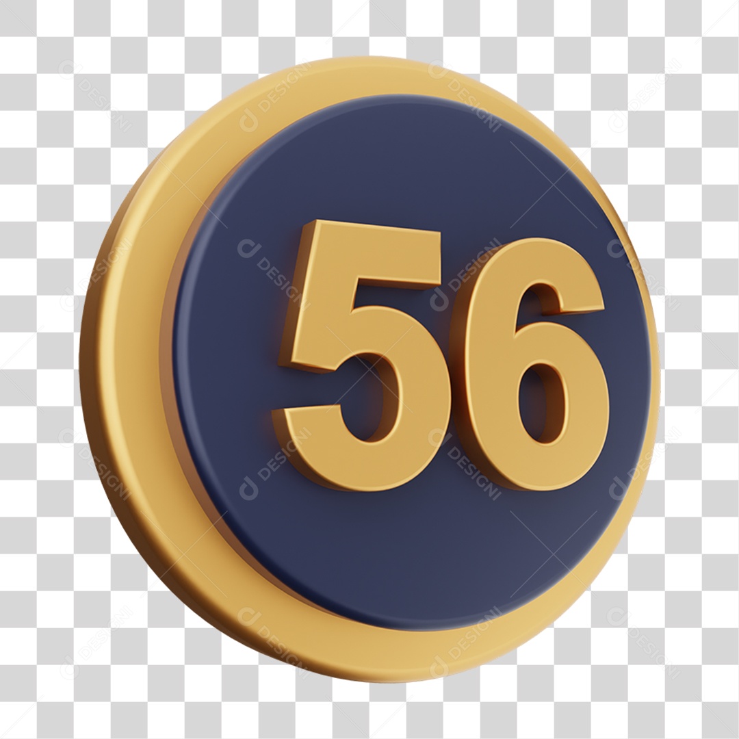 Elemento 3D Número 56 PNG Transparente