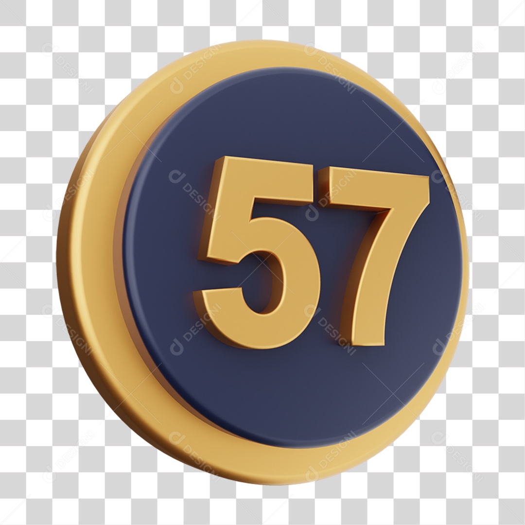 Elemento 3D Número 57 PNG Transparente